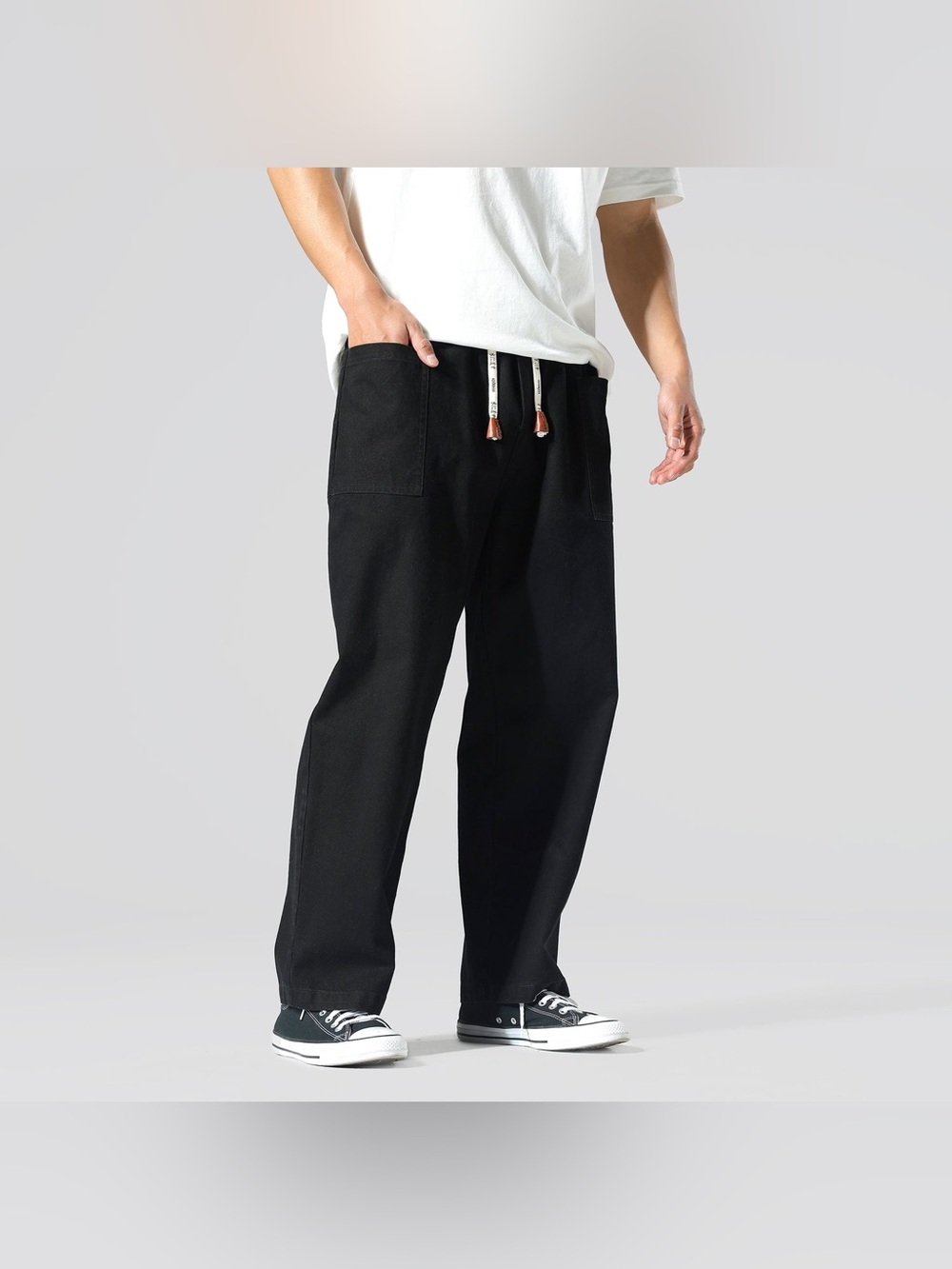 NWT Kidoriman Sekino Black Wide Leg Cropped Pants Streetwear Lounge Gorpcore (L)